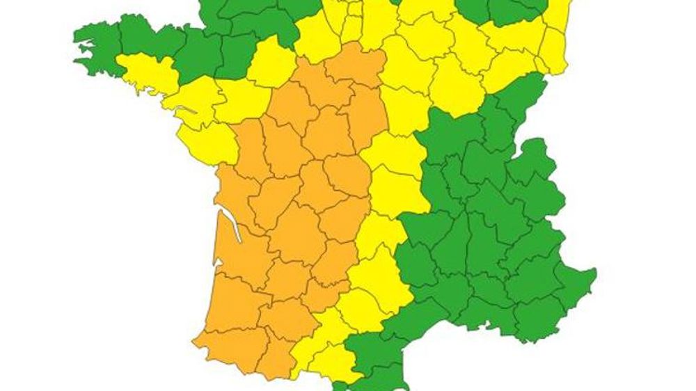 Vingt et un départements en alerte orange pour les orages