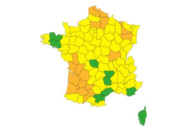 17 départements français restent placés en vigilance orange pour risques de crues. © Météo-France