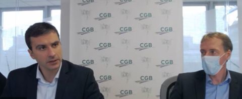 De gauche à droite : Pierre Rayé, directeur général de la CGB, et Franck Sander, président de la CGB. © Capture d’écran de la conférence de presse de la CGB le 1er décembre 2021.