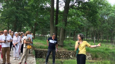 Marianne Soucq paysagiste du Caue 77 présente l’historique du parc du domaine de Mémorant. ©Yaël Haddad
