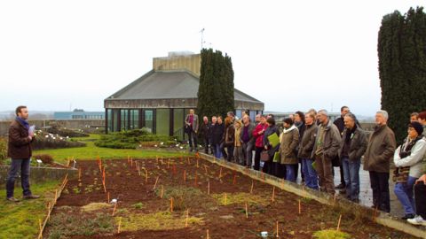 Le 3 février, les participants au séminaire ont effectué, entre autres, la visite d'une expérimentation de végétalisation de toiture sur le site de l'Institut national d'horticulture et de paysage (INHP) d'Angers.