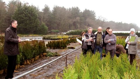 Des participants au séminaire Hortipaysage ont visité les pépinières Levavasseur à Angers dans le cadre d'une rencontre sur le thème des « Stratégies et prospectives d'action recherche et développement ».