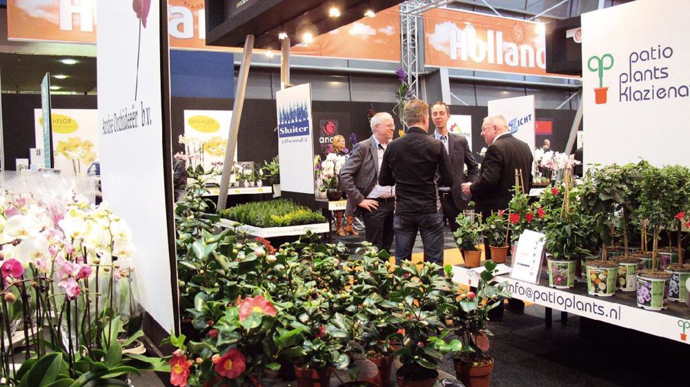 Les exportations des Pays-Bas vers l'Allemagne ont augmenté de 6,6 % en 2012. Ici, le stand de FloraHolland sur le salon IPM Essen 2012.PHOTO : VALÉRIE VIDRIL Les exportations des Pays-Bas vers l'Allemagne ont augmenté de 6,6 % en 2012. Ici, le stand de FloraHolland sur le salon IPM Essen 2012.PHOTO : VALÉRIE VIDRIL