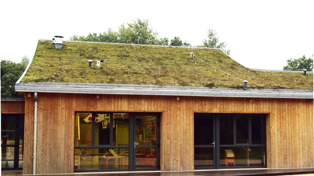 Malgré la volonté de la filière de diversifier la palette végétale, les visites du congrès mondial de l'architecture verte ont montré que de nombreuses toitures restent couvertes de sédums. Ici, le centre de loisirs Les P'tits Luc, à Saint-Étienne-de-Montluc (44).