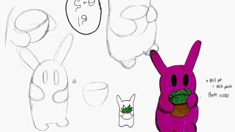 L'influence de l'esthétique kawaii, véhiculée par les jeux vidéo et les mangas made in Japan, devrait marquer les prototypes de l'Espace Inspiration® 2012. Ci-contre, une ébauche du projet de Tony Furion et Mathilde Clergeau, élèves en BTS « design de produit ».