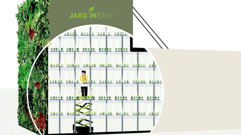 La société Florentaise construit une tour végétale modulaire à Saint-Mars-du-Désert (44). Ici représentée par cette illustration, elle est annoncée comme la plus grande ferme verticale de France. Chaque année, pas moins de 15 000 salades seront produites au sein de cette installation pilote.ILLUSTRATION : ANNELYSE.FR