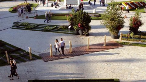 Le jardin éphémère a pour thème la musique. Son QR code paysager dévoile tout le programme des manifestations organisées à l'occasion de son installation.PHOTO : VILLE DE NANCY