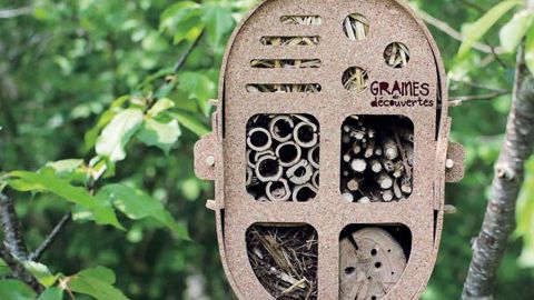 Cet hôtel à insectes en liège, intitulé Graines de découverte, a remporté le prix Spécial kids.PHOTO : WGEC
