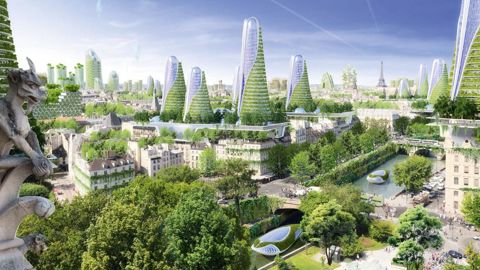 Les Français aspirent à des villes plus vertes, et les projets architecturants les plus futuristes, comme ici, celui du quartier Notre-Dame, à Paris, l'ont bien pris en compte.PROJET : VINCENT CALLEBAUT ARCHITECTES