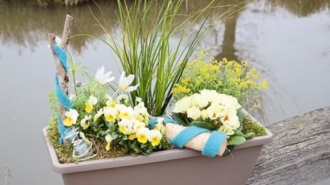Ce travail mené sur les balconnières traduit, au niveau du végétal, du contenant et des textures, les tendances et les harmonies définies dans le Carnet d'inspiration.PHOTO : SMACT