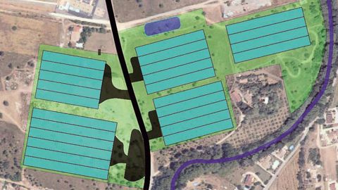 La zone horticole de La Bastidette, à La Crau, dans le Var, est en cours d'aménagement. Cette illustration présente un exemple d'installation possible sur le site (nord à gauche).PHOTO : HYÈRES HORTIPOLE/CRITT ARRDHOR