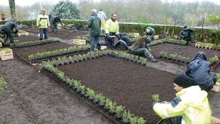 Les chantiers-écoles mettent les jeunes en situation réelle, comme ici des élèves de BP « aménagements paysagers » du lycée Le Fresne au château d'Angers (49). PHOTO : LYCÉE LE FRESNE