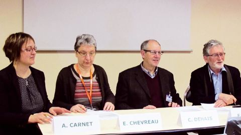 De gauche à droite : Armelle Carnet (Agrocampus Ouest), Élisabeth Chevreau (Inra Angers-Nantes), Claude Déhais (Astredhor), François Colson (Plante & Cité) ont renouvelé pour quatre ans la convention de partenariat qui lie leurs services de documentation au coeur du réseau Horti'doc.