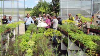 Une conférence et un atelier permettront de faire le point sur une année de pratiques en serre bioclimatique. Ici, présentation de cultures d'aromatiques sous serre Richel en 2013.PHOTO : VALÉRIE VIDRIL Une conférence et un atelier permettront de faire le point sur une année de pratiques en serre bioclimatique. Ici, présentation de cultures d'aromatiques sous serre Richel en 2013.PHOTO : VALÉRIE VIDRIL