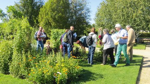 Les essais in situ d'associations variétales bénéficient autant aux élèves du Breuil qu'aux jardiniers de Paris ou des communes environnantes. Ici, la visite de professionnels de Cergy-Pontoise (95) et des environs, le 27 septembre 2016.