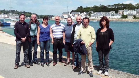 De gauche à droite : Laurent Rolland, commercial pour JPVL, Ludovic et Gaëlle Ladan, Bruno Boissay, Philippe Delaunay, Jean-Yves Le Bihan, Bruno Chauvet, Isabelle Le Bihan.