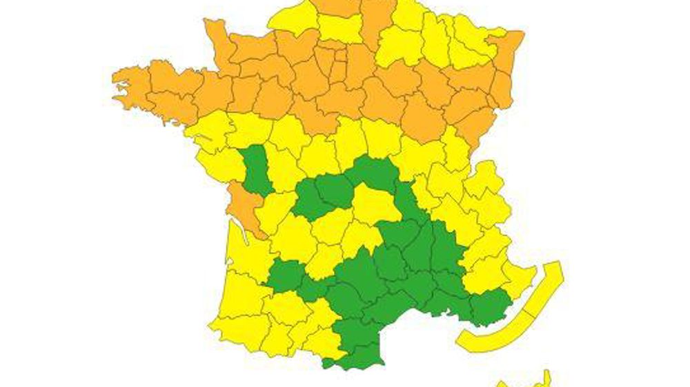 36 départements ont été placés en vigilance orange, pour neige, grands froids et crues. © Météo-France