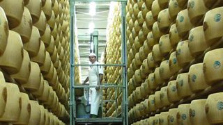 Parmiggiano reggiano. Parmesan IGP cave. © P. Bourdois Parmiggiano reggiano. Parmesan IGP cave. © P. Bourdois
