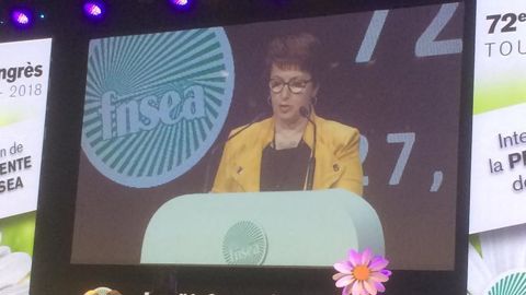 Christiane Lambert ce 29 mars 2018 au congrès de la FNSEA à Tours. © P. Pavard/GFA