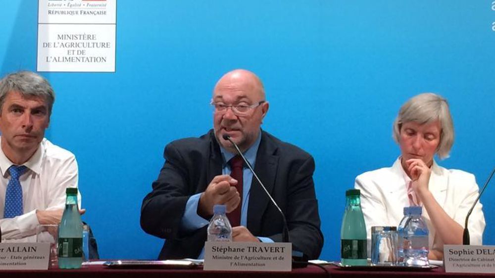 À la droite du ministre Travert, Olivier Allain, agriculteur, vice-président de la Région de la Bretagne et nouveau coordinateur des États-généraux de l’alimentation.