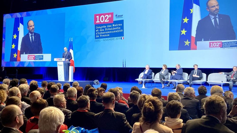 Édouard Philippe lors de la clôture du cent deuxième congrès des maires de France. © Rosanne Aries/GFA