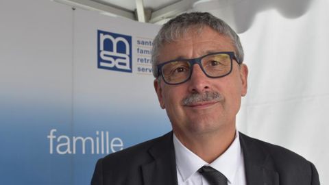 Pascal Cormery, président de la Caisse centrale de la Mutualité sociale agricole (CCMSA) à Terres de Jim, le 10 septembre 2017, dans l’Oise. © R. Aries/GFA