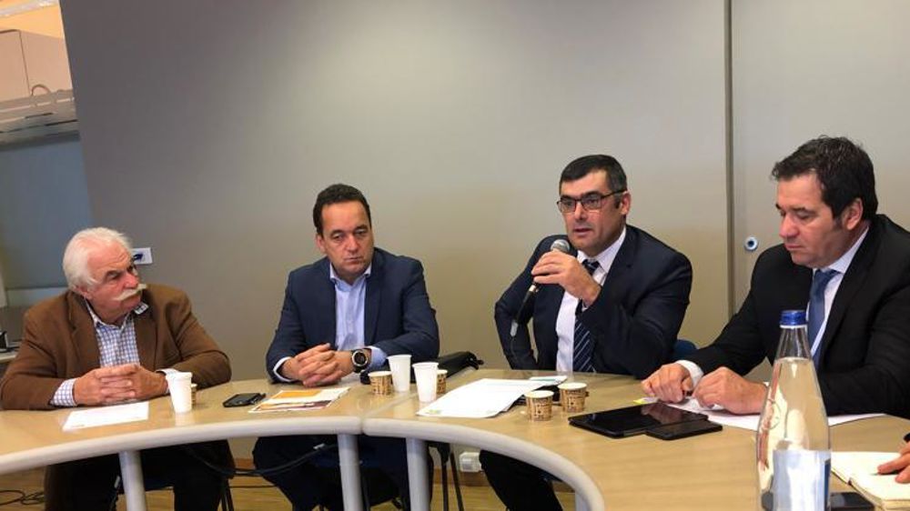 De gauche à droite : Pierre Blanc, président de l’AGPM maïs semences, Xavier Thévenot, président de la section en charge du maïs et du sorgho à l’UFS, Daniel Peyraube, président de l’AGPM, Éric Frétillère, président d’Irrigants de France. © I. Lartigot/GFA