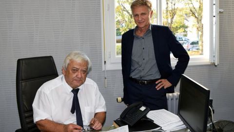 Frédéric Acker (à dr.) et Jean-Michel Mignot nous ont présentés la nouvelle organisation des coopératives de Thouarcé, le 26 octobre au siège de l’entreprise. © A. MABIRE