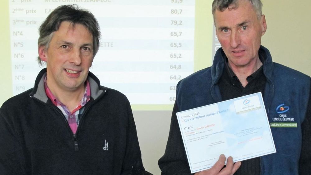 Jean-Luc Leportier (à droite) est le premier lauréat du concours d'Orne Conseil levage dont Jean-François Le Meur est le président.© C. H. 