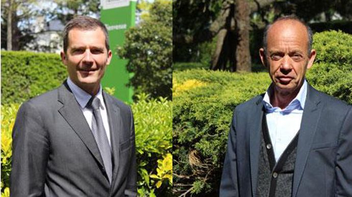 Maximilien Rouer, à gauche, a été nommé à la nouvelle fonction de secrétaire général du groupe Terrena, et va se dédier au développement de La Nouvelle Agriculture, ainsi que François Attali, nouveau directeur marketing stratégique. Maximilien Rouer, à gauche, a été nommé à la nouvelle fonction de secrétaire général du groupe Terrena, et va se dédier au développement de La Nouvelle Agriculture, ainsi que François Attali, nouveau directeur marketing stratégique.
