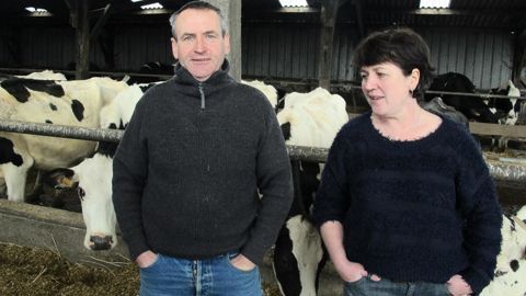 Françoise et Georges Chartier disposent d'un quota de 560 000 l de lait produit par 70 vaches sur 87 ha, avec un système fondé sur l'herbe et le maïs.© P.L.C.