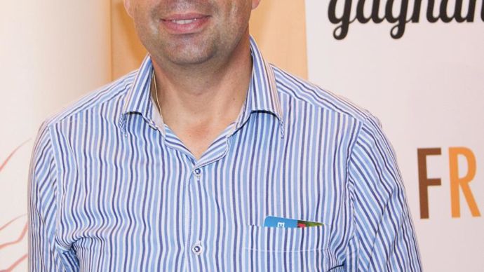 Samuel Marquet, PDG de Gaïago, sur son stand au Space 2014 à Rennes.