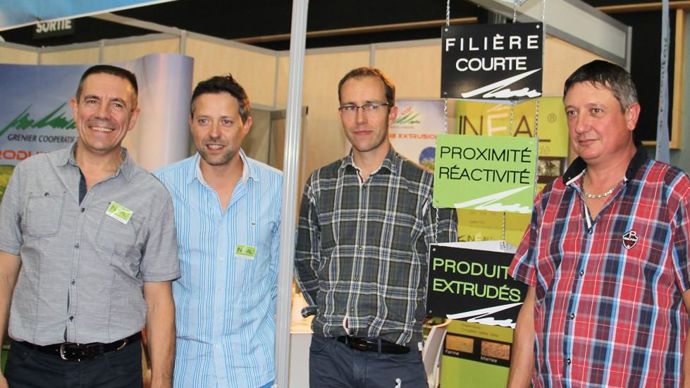 Daniel Maurel (à gauche), directeur du Grenier de l'Albigeois, Olivier Massoutié, responsable du pôle végétal, Pierre Albouy, responsable du pôle animal et Thierry Roch, le président.M. ROQUE MARMEYS