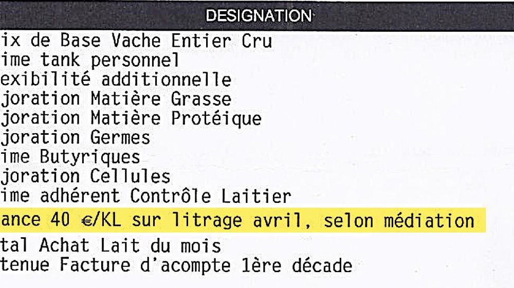 En juin, Lactalis a versé une avance de 40 €/1 000 l aux adhérents de l'OPNC et de l'OP de Cuincy. Voir le prix du lait sur www.prosdulait.fr