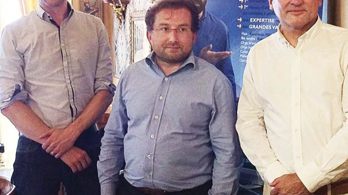 De gauche à droite, Guillaume Boyet, chargé de communication, Sertaç Turan, directeur développement et marketing et Pascal Monbled, directeur de Semences de France.I. ESCOFFIER