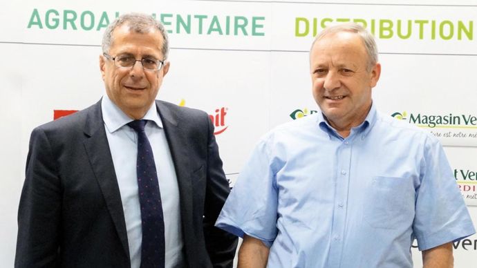 A gauche, Dominique Ciccone, DG, et Georges Galardon, président du groupe Triskalia qui prévoit d'investir, cette année, 60 M€.