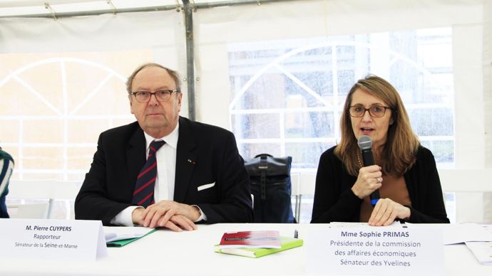 Pierre Cuypers, rapporteur du groupe de travail sur les biocarburants, et Sophie Primas, présidente de la commission des affaires économiques du Sénat.Renaud FOURREAUX