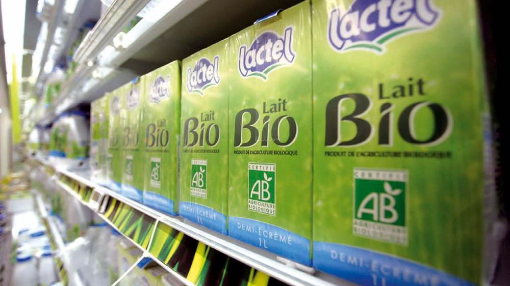 Le poids des marques distributeurs s'accroît et atteint 50 % en lait liquide.© ALEXANDRE GELEBART/REA