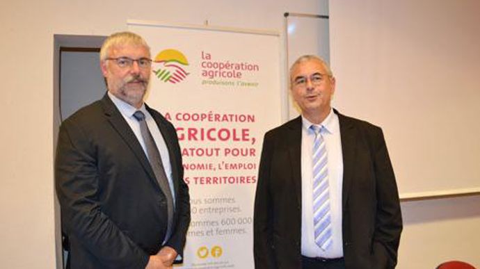 Boris Calmette (à gauche) devient le premier président de Coop de France Occitanie, aux côtés de Jean-Pierre Arcoutel, président délégué. © F. JACQUEMOUD Boris Calmette (à gauche) devient le premier président de Coop de France Occitanie, aux côtés de Jean-Pierre Arcoutel, président délégué. © F. JACQUEMOUD