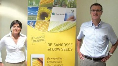 « De Sangosse et Dow Seeds se complètent parfaitement », affirment Virginie Bortolussi, de Dow Seeds, et Nicolas Fillon, DG de De Sangosse.R. FOURREAUX « De Sangosse et Dow Seeds se complètent parfaitement », affirment Virginie Bortolussi, de Dow Seeds, et Nicolas Fillon, DG de De Sangosse.R. FOURREAUX