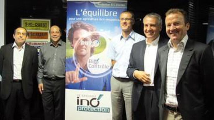 De gauche à droite : Christope Maquin, directeur marketing, Christophe Zugaj, responsable communication, Nicolas Fillon, DG, François Rollin, directeur des affaires techniques et réglementaires et Olivier Antonin, directeur commercial.M.COISNE