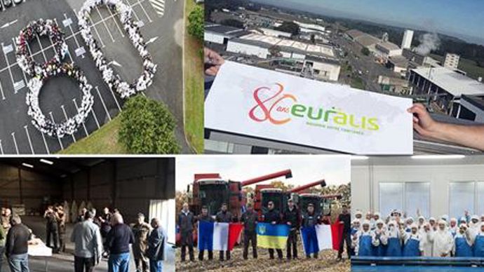Tous les salariés et coopérateurs du groupe ont fêté ces 80 années de parcours sur leurs lieux de travail­, en France et à l'étranger. © EURALIS Tous les salariés et coopérateurs du groupe ont fêté ces 80 années de parcours sur leurs lieux de travail­, en France et à l'étranger. © EURALIS