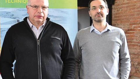 Jean-Michel Patacq, vice-président (à gauche) et Sébastien Neveux, en charge de la mise en oeuvre de Farmstar Expert, chez Euralis.F. JACQUEMOUD Jean-Michel Patacq, vice-président (à gauche) et Sébastien Neveux, en charge de la mise en oeuvre de Farmstar Expert, chez Euralis.F. JACQUEMOUD