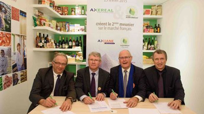 Marc Patriat, président de Dijon céréales, Jean-François Loiseau, président d'Axéréal, Pierre Guez, directeur général de Dijon céréales, et Philippe de Raynal, directeur d'Axéréal. ©  A. GOULARD  Marc Patriat, président de Dijon céréales, Jean-François Loiseau, président d'Axéréal, Pierre Guez, directeur général de Dijon céréales, et Philippe de Raynal, directeur d'Axéréal. © A. GOULARD