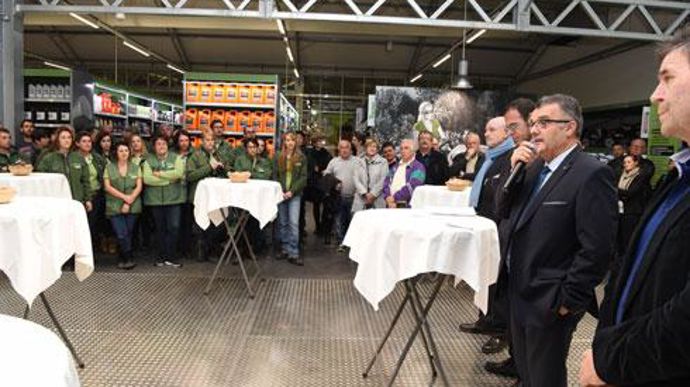 Michel Prugue, président de Maïsadour, lors de l'inauguration du Gamm vert de Saint-Pierre-du-Mont (Landes). Michel Prugue, président de Maïsadour, lors de l'inauguration du Gamm vert de Saint-Pierre-du-Mont (Landes).