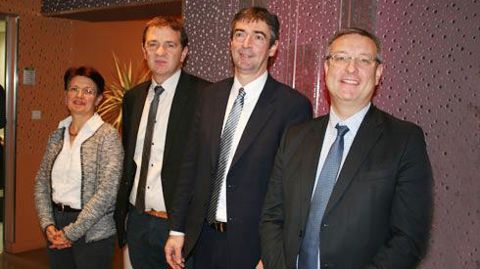 De gauche à droite, Anne Vandenbossche, vice-présidente, Laurent Bué, vice-président, Bertrand Hernu, président et Cédric Cogniez, directeur général. © B. CAILLIEZ De gauche à droite, Anne Vandenbossche, vice-présidente, Laurent Bué, vice-président, Bertrand Hernu, président et Cédric Cogniez, directeur général. © B. CAILLIEZ