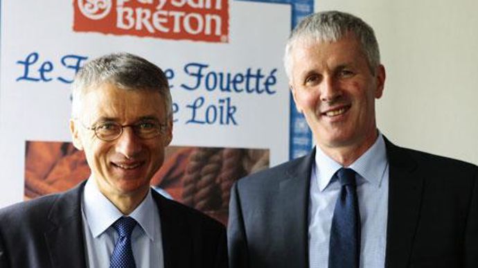 A gauche, Christian Couilleau, directeur général et Guy Le Bars, président de la coopérative laitière Even, comptent sur la filiale Laïta et sa marque phare Paysan Breton, pour étendre le développement de leur entreprise. A gauche, Christian Couilleau, directeur général et Guy Le Bars, président de la coopérative laitière Even, comptent sur la filiale Laïta et sa marque phare Paysan Breton, pour étendre le développement de leur entreprise.