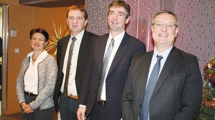 De gauche à droite, Anne Vandenbossche, vice-présidente, Laurent Bué, vice-président, Bertrand Hernu, président et Cédric Cogniez, directeur général.B. CAILLIEZ