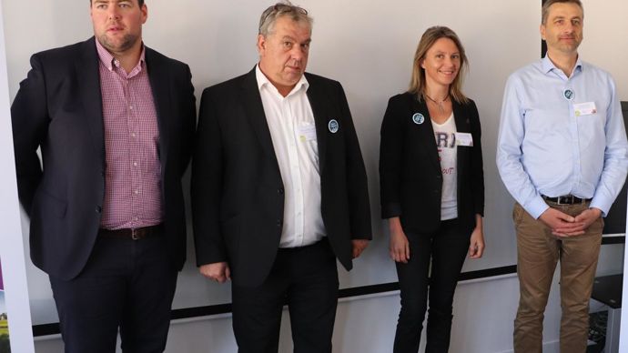 Jean-Marie Bocher, directeur international d'Olmix, Hervé Balusson, PDG, Danièle Marzin, directrice marketing, et Didier Blin, en charge du marketing Plant Care.R. FOURREAUX
