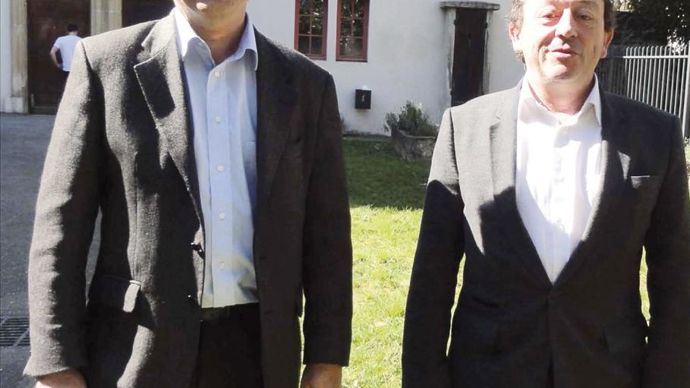 Jean de Balathier (à gauche) et Gérard Rodange, respectivement directeur et président de Coop de France Rhône-Alpes Auvergne.